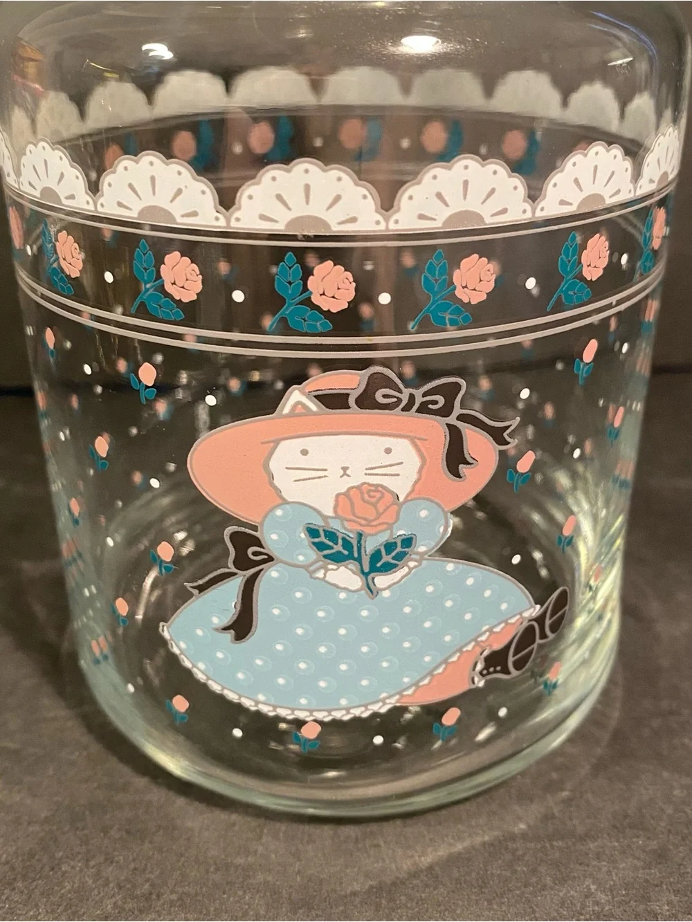 Clear Glass Cookie Jar with Cute Polka Dot Girl